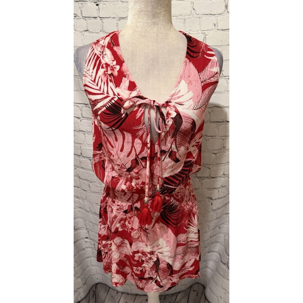 White House Black Market WHBM sleeveless tropical Floral Rayon Dress Size Medium